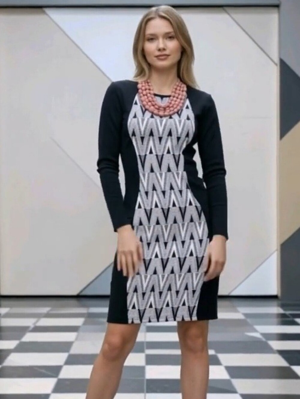 Divided By H&M Black And White Bodycon Dress Women's Size 2 Stretch Fitted